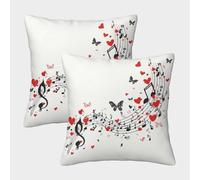 FELASBUID Music Notes-romantic Artistic Style Pillow Covers 2 Pack Cozy Pillowcases Available All Seasons Cushion Covers with Invisible Zipper Decorative Sofa for Living Room Bedroom 45x45cm
