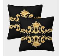 FELASBUID Ornate Decor-Baroque Style Design Pillow Covers 2 Pack Cozy Pillowcase Available All Seasons Cushion Cover Polyester Decor for Sofa Living Room Bed Home 45x45cm