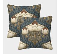 FELASBUID Ornate Floral Design-Victorian Decorative Style Pillow Covers 2 Pack Cozy Pillowcase Available All Seasons Cushion Cover Zippered Decor Sofa for Living Room Bedroom 50x50cm