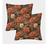 FELASBUID Ornate Floral Pattern-Victorian Botanical Design Pillow Covers 2 Pack Cozy Pillowcases Available All Seasons Cushion Covers with Zipper Decorative for Sofa Living Room Bed Home 45x45cm