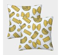 FELASBUID Pasta Shapes-hand Drawn Doodle Style Pillow Covers 2 Pack Cozy Pillowcase Available All Seasons Cushion Cover with Invisible Zipper Decor for Couch Livingroom 45x45cm