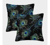 FELASBUID Peacock Feathers-Artistic Vector Design Pillow Covers 2 Pack Cozy Pillowcases Available All Seasons Cushion Covers Zippered Decor for Sofa Living Room Bed Home 45x45cm