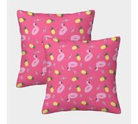 FELASBUID Pink Flamingo Pattern-Summer Tropical Design Pillow Covers 2 Pack Cozy Pillowcases Available All Seasons Cushion Case with Invisible Zipper Decorative Sofa for Living Room Bedroom 45x45cm