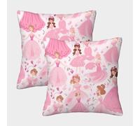 FELASBUID Princess Illustrations-pink Fairy Tale Style Pillow Covers 2 Pack Cozy Pillowcase Available All Seasons Cushion Case with Invisible Zipper Decorative for Sofa Living Room Bed Home 40x40cm
