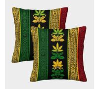 FELASBUID Rasta Leaf Design-Stylized Cannabis Pattern Pillow Covers 2 Pack Cozy Pillowcase Available All Seasons Cushion Case with Zipper Decorative Sofa for Living Room Bedroom 40x40cm
