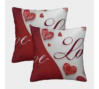 FELASBUID Romantic Hearts-Valentine Design Style Pillow Covers 2 Pack Cozy Pillowcase Available All Seasons Cushion Cover with Invisible Zipper Decor Couch Living Room 50x50cm