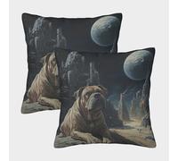 FELASBUID Shar Pei Pillow Cases 2 Pack Cozy Pillowcases Animal Cushion Covers with Zipper Decor for Couch Livingroom 40x40cm