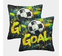 FELASBUID SoccerBall-StreetArtStyle Pillow Covers 2 Pack Cozy Pillowcase Available All Seasons Cushion Case with Invisible Zipper Decor Couch Living Room 50x50cm