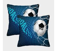 FELASBUID SoccerBallGoal-SportiveActionStyle Pillow Covers 2 Pack Cozy Pillowcase Available All Seasons Cushion Cover Polyester Decorative for Sofa Living Room Bed Home 50x50cm