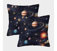 FELASBUID SolarSystemArt-SpaceUniverseStyle Pillow Covers 2 Pack Cozy Pillowcases Available All Seasons Cushion Covers Polyester Decor for Couch Livingroom 40x40cm