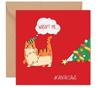 Felbridge Studio - Cat Christmas Card - Funny Humorous Xmas Cards for Daughter Son Mum Dad Husband Wife Friends Family Cousin Boyfriend Him Her Kitten Tabby - Handmade Gift Luxury - 14cm (Single)