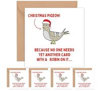 Felbridge Studio - Funny Pigeon Christmas Card - Humorous Rude Xmas Cards for Friends Husband Boyfriend Mum Dad Wife Girlfriend Partner Him Her Sister Brother Family Gay LGBT - Gift 2024-14cm (5 Pack)
