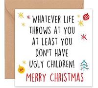 Felbridge Studio - Mum Christmas Card - Family Christmas Cards - Funny Rude Mum Dad Xmas Card - Mother Father - From Son Daughter Both of Us Step - Large Luxury Fancy Gift 2022-14cm