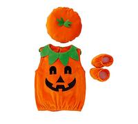 Felcia 3Pcs Newborn Baby Girl Boy Halloween Pumpkin Romper Costumes Bodysuit + Hat + Set (Orange, 2-3T)
