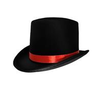 Felcia Adult Magician Hats Deluxe Tuxedo Hat Costume Magician Hat with Band for Men and Women (A-Black, ONE SIZE)