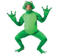 Felcia Adult Unisex Frog Fancy Dress Carnival Funny Animal Costume One Piece Cosplay Jumpsuit for Theme Party (A-Green, L)