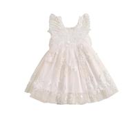 Felcia Kids Toddler Girl Princess Dress Short Puff Sleeve 3D Butterfly Tulle A Line Dress (B-White, 6-12 Months)