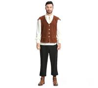 Felcia Men's Pirate Costume Deluxe Shirt Vest Pants Set Renaissance Costume | Halloween Cosplay Outfits
