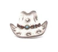Felcia Men's Women's Straw Cowboy Hat Woven Sunscreen Cap Western Cowboy Hat Two Decorative Bands (A-White Coffee, ONE Size)