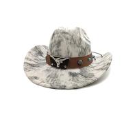 Felcia Men's Women's Straw Cowboy Hat Woven Sunscreen Cap Western Cowboy Hat Two Decorative Bands (I-Gray, ONE Size)