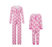 Felcia Mum and Daughter Valentine's Day Matching Pyjamas Cute Heart Print Long Sleeve Tops and Pants 2 Piece Pj Set Loungewear (Mom, M, A-Pink)
