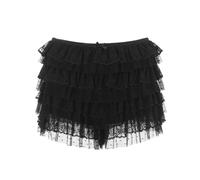 Felcia Women Ruffle Frill Shorts Elegant Elastic Waist Lace Mini Shorts Lolita Layered Bloomers Y2k Streetwear