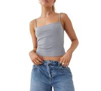 Felcia Women's Skims Crop Camisole Summer Backless Spaghetti Strap Tank Tops Sleeveless T-Shirt 2024 Summer Streetwear (Grey, M)