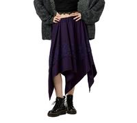 Felcia Women's Steampunk Lace Skirt Vintage High Waisted Irregular Skirt Renaissance Goth Midi Skirt Streetwear (A-Purple, L)