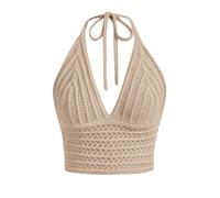 Felcia Women's Stylish Knit Halter Cami Tops Sleeveless Backless Crop Camisole Summer Crochet T Shirts