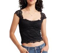 Felcia Women's Summer Y2k Lace Cami Tops Sleeveless Backless Low Cut Lace Floral Tank Tops (B-Black, S)