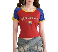 Felcia Women's Summer Y2K T Shirt Crew Neck Short Sleeve Letters Print Slim Fit T Shirts Summer Crop Tops Going Out Tops (A-Colorful, S)