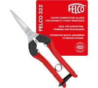 FELCO 322 Garden Snips Long Precision Pruning Scissors Chrome Blade Red