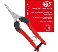FELCO Garden Snips Precision Pruning Scissors 5mm Chrome Blade Red