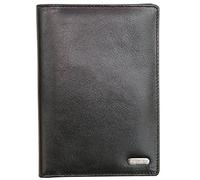 FELDA Genuine Leather Passport Holder - RFID Protection and 6 Card Slots - Black