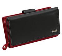 FELDA Womens Genuine Soft Leather Clutch Wallet - RFID Protection Wallet - Ladies Handbag Purse with Gift Box - Mothers Day, Valentines Gift, Designer Wallet Black & Red