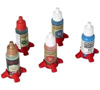 Feldherr 5 paint bottle stands - compatible with Vallejo, Army Painter, and others - holder for color dropper bottles - secure stand, no tipping, Color:Cherry Red