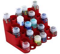 Feldherr Paint Rack compatible with 28 Citadel paint pots (12 ml / 18 ml / 24 ml), Color:Cherry Red