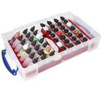 Feldherr Paint Racks Set for paint bottles (25 mm Ø) - includes 4l Really Useful Box for 49 dropper bottles - compatible with Vallejo, Army Painter - case for storage and transport
