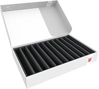 Feldherr Storage Box DSLB075 for model railway locomotives, wagons and vehicles - 11 slots for H0 Gauge - vertical