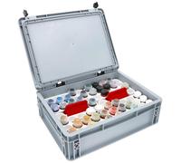 Feldherr Storage Box Set compatible with 128 Citadel Paint Pots (12 ml) - 8 paint racks + 2 stands - sturdy Eurobox - neatly sorted - ready to transport