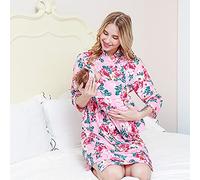 Felenny 3pcs Maternity Robe Matching Baby Swaddle Blanket Set Stretchy Delivery Nursing Pregnancy Robe
