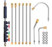 Felenny Pressure Washer Extension Wand, 10 Pack Power Washer Extension Wand, Pressure Washer Gutter Cleaner Tools with 6 Nozzle Tips, 30°,90°,120° Curved Rod, 4000 PSI, 1/4" Quick Connect