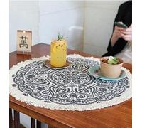 Felenny Round Placemat for Dinning Table 20 Mandala Placemat with Tassels Table Mat for Kitchen Table Tea Table