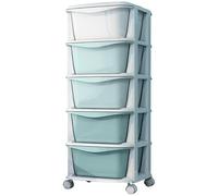 Felenny Storage Trolley Rolling Storage Cart with 5 Drawers Plastic Drawer Storage Organizer with Wheels for Living Room Bedroom School Beauty, Easy Movement