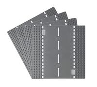 Feleph Classic Road Base Plates Straight, Street Town Road Building Set, 25 x 25 cm Baseplate Compatible with Major Brands Building Bricks(Straight 4 Pieces)