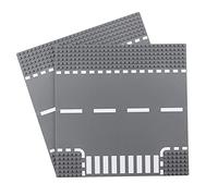 Feleph Classic Road Base Plates T-Junction, Street Town Road Building Set, 25 x 25 cm Baseplate Compatible with Major Brands Building Bricks (T-Junction 2 Pieces)