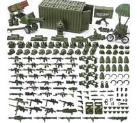 Feleph Military Weapons Pack with Shipping Cargo Container Army Equipment Helmet Armor 325Pcs Various of Military Accessories Building Block Toy Compatible with Major Brands Soldier Figures (Green)
