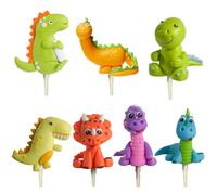 FELHPSP 7pcs Green Dinosaur Cake Decorations 3D Dinosaur Cake Decorations Dinosaur Cake Topper Dinosaur Cupcake Topper for Boys Animals Theme Birthday Party Decor