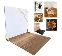 Felic 2 Pcs Food Photography Backdrop Board| Double Sided 40x40 cm| Props| Replica Surfaces |Product Backdrops |Flat Lay Photo Studio Props for Jewellery Cosmetics (Marble & Wood)