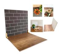 Felic 2 Pcs Food Photography Backdrop Board| Double Sided 40x40 cm| Props| Replica Surfaces |Product Backdrops |Flat Lay Photo Studio Props for Jewellery Cosmetics (Wood & Tile)